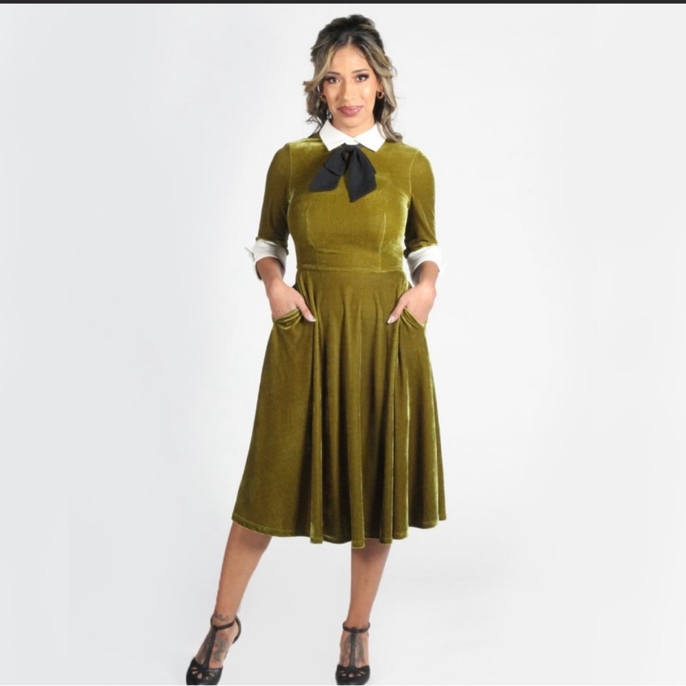 Tailor and Twirl for Tatyana green velvet dress